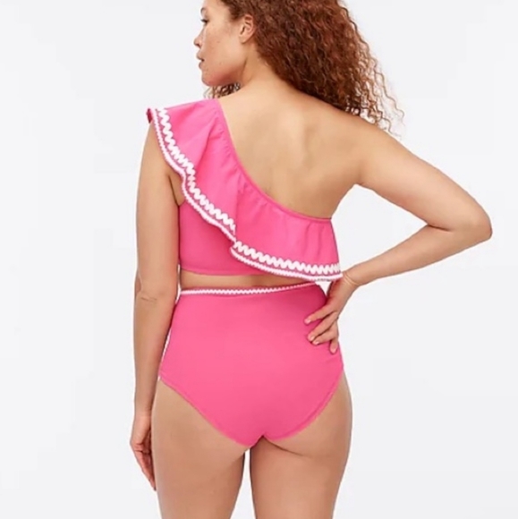 J. Crew One-Shoulder Ruffle Rickrack Bikini Top - Picture 3 of 10